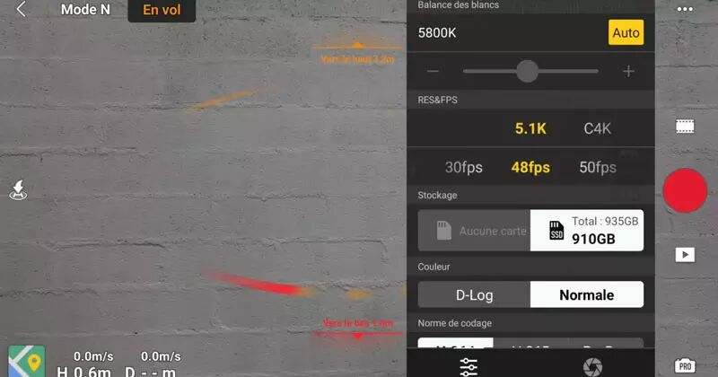 Résolutions du DJI Mavic 3 dans l'application DJI Fly