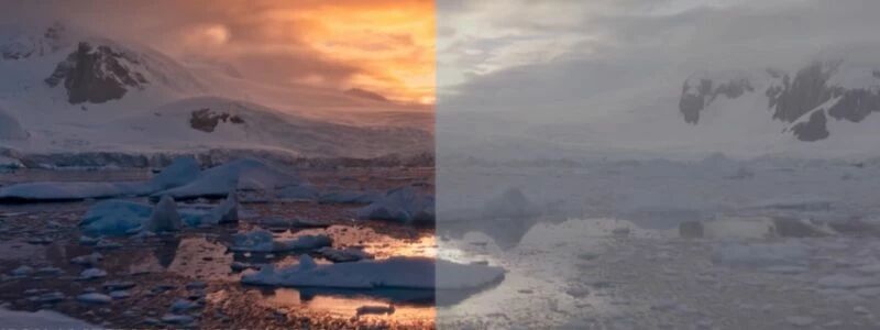 Comparatif d’un paysage avant et après étalonnage