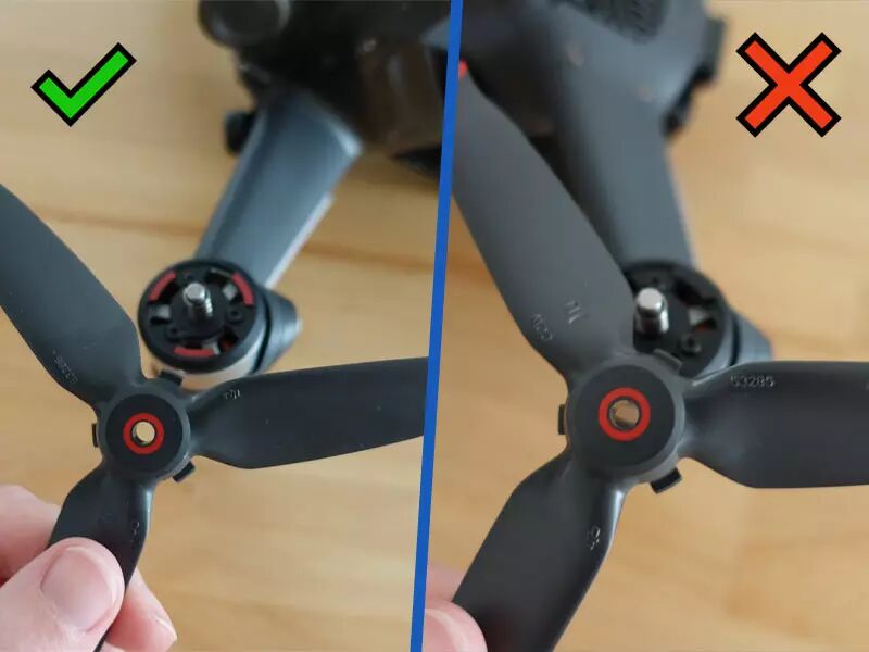 Installation des hélices du drone DJI FPV Combo