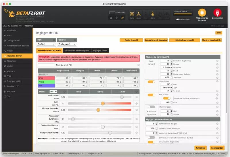 Réglages des PID d’un drone FPV