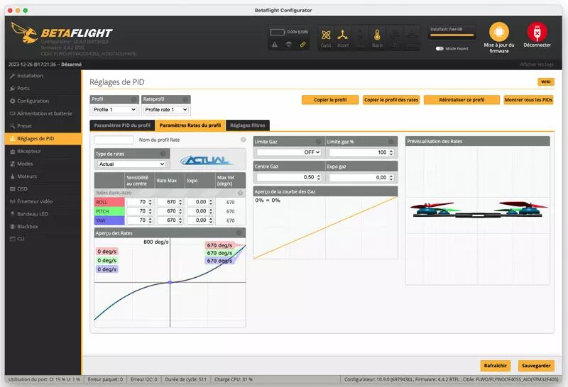 Les rates d’un drone FPV dans Betaflight