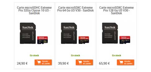 Cartes microSD pour GoPro