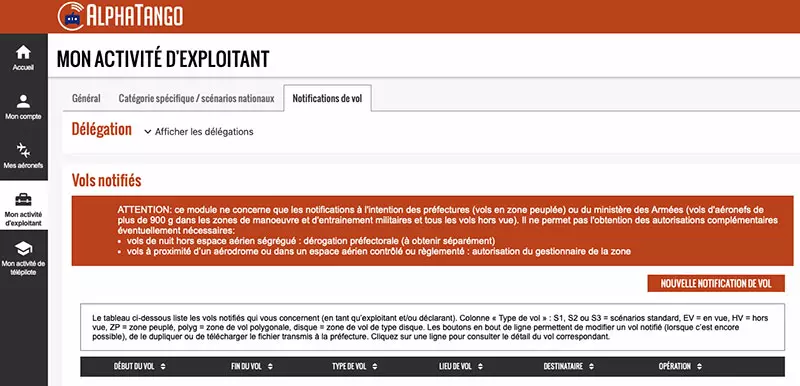 Capture d'écran du site AlphaTango