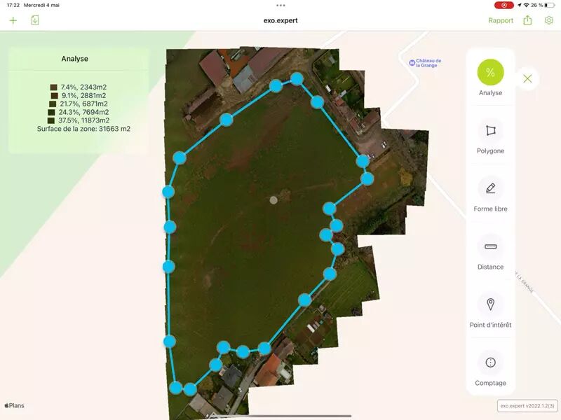 Analyse de terrain avec l'application pour l'agriculture : exo.expert