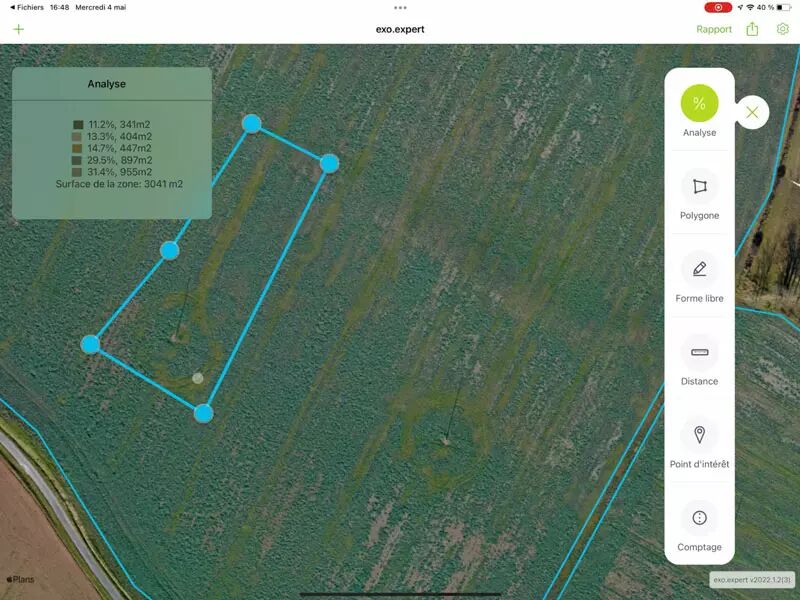 DJI Mavic 3E Enterprise - Analyse surface herbée / non-herbée