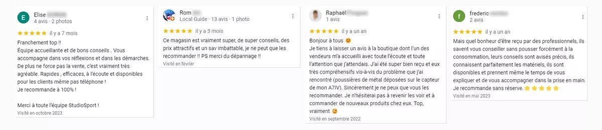 Avis des clients en boutique