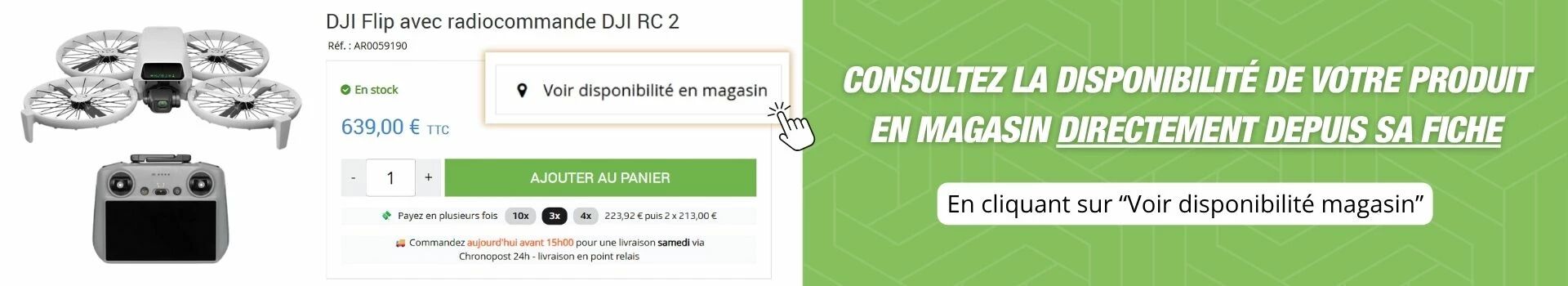 Bannire de disponibilit en magasin sur fiche produit studioSPORT
