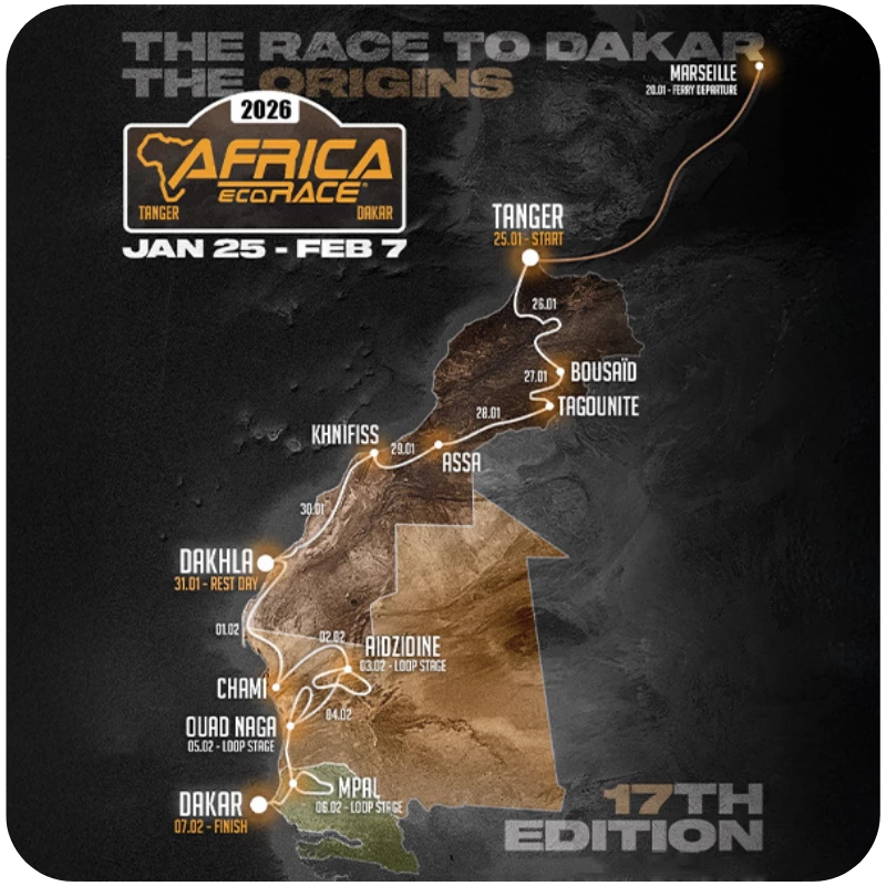 Partenaire T�n�r� Spirit Exp�rience - Carte de l'Africa Eco Race