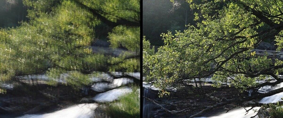 Même paysage photographié avec et sans stabilisation d'image