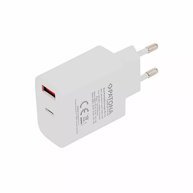 Adaptateur Patona secteur USB Type-C & USB-A 18W PD QC 3.0