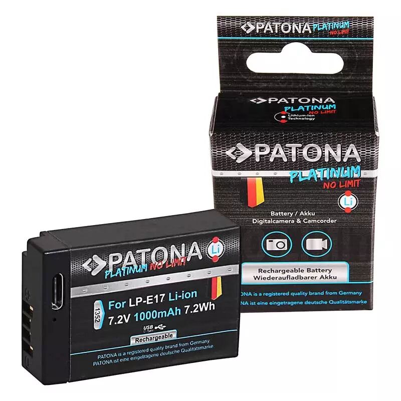 Batteria PATONA PREMIUM LP-E17 1100mAh Per Canon EOS RP, R8, R10, R50, R100, M6 II, 77D, 750D E Altre (parzialmente Decodificata)