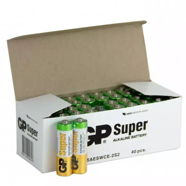 Boîte de 40 piles super Alkaline AA - GP - Piles en vrac pour gros  consommateur