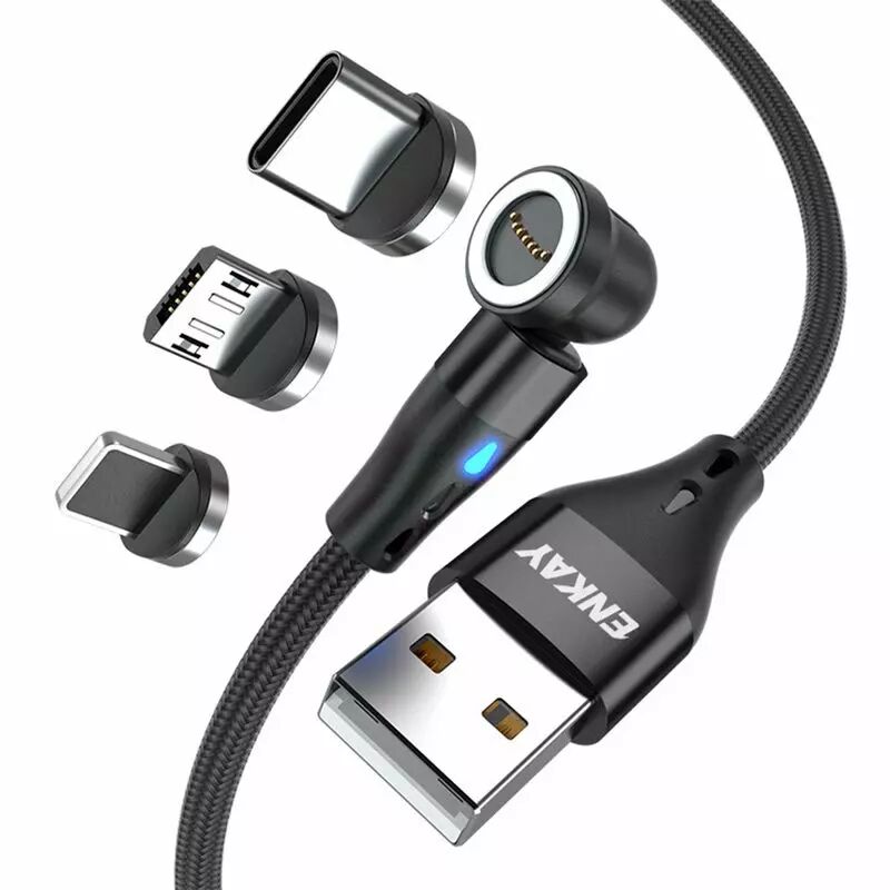 Câble 3 en 1 à embouts magnétiques USB Type-C / Lightning / Micro USB vers  USB Type-A - Sunsky