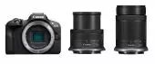 Canon EOS R100 avec objectif RF-S 18-45 mm f/4,5-6,3 IS STM et objectif RF-S 55-210 mm f/5-7,1 IS STM