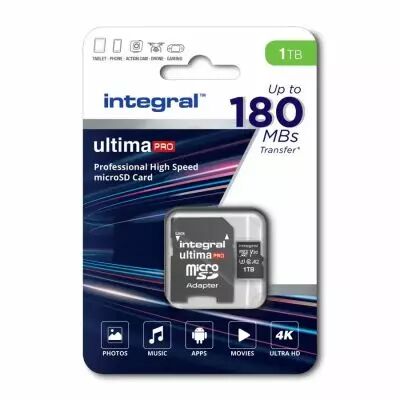 Carte microSD Ultima Pro 1Tb haute vitesse 180Mb/s V30 UHS-I U3 - Intgral