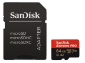 Carte microSDXC \"Extreme Pro\" 64 Go U3 V30 SanDisk
