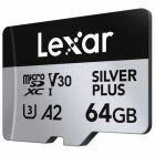 Carte microSDXC Silver Plus 64 Go V30 UHS-I - Lexar