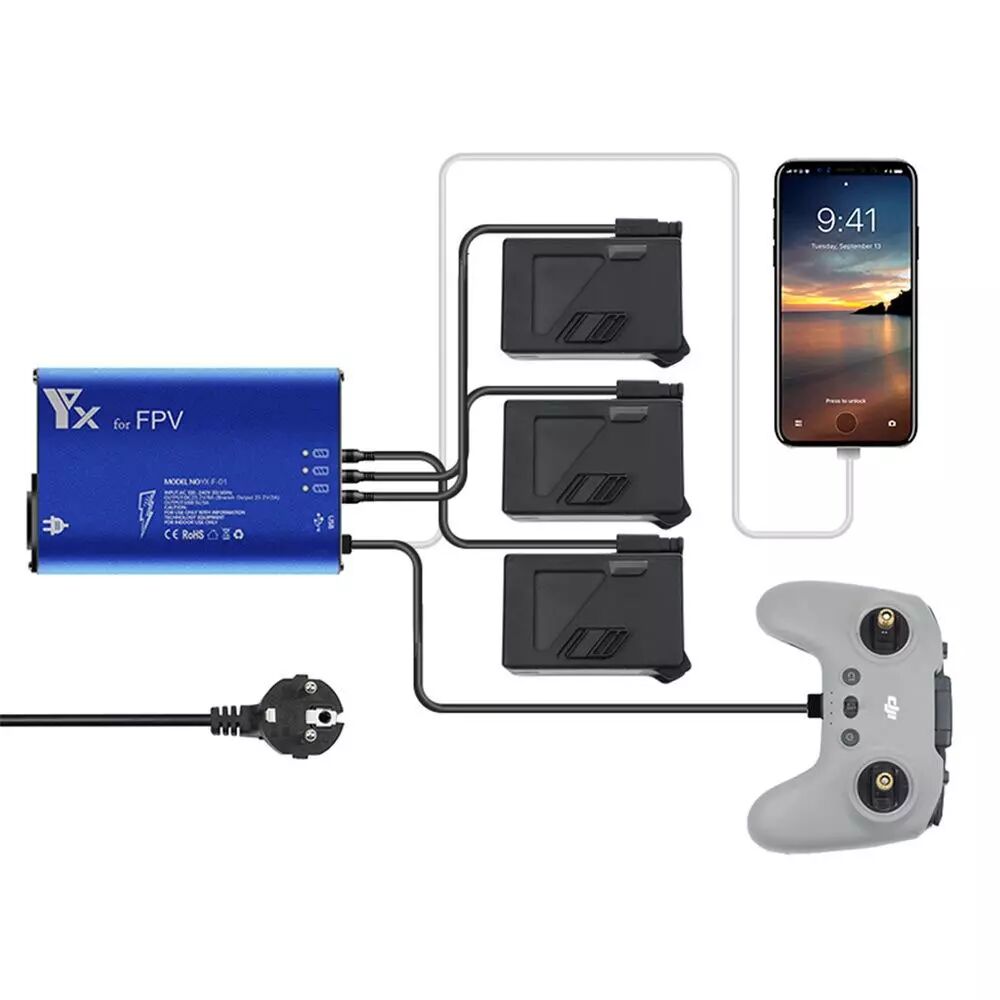 Chargeur multiple pour DJI FPV Combo (recharge 3 batteries