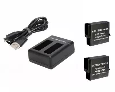 Chargeur STS & 2 batteries pour Hero5 et 6