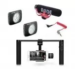 Feiyu SPG Plus avec lampes manfrotto, c&acirc;ble SC7 RODE et micro RODE