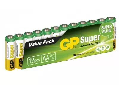 Kit de 12 piles AA alcalines Super - GP