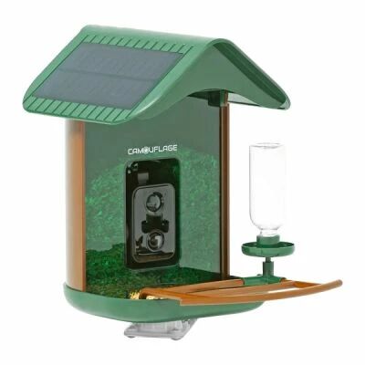 Mangeoire  oiseaux en plastique avec camra - Camouflage