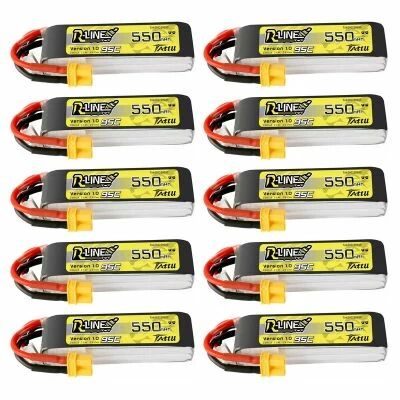 Mega Pack de 10 LiPo R-Line 2S 550mAh 95C - Tattu