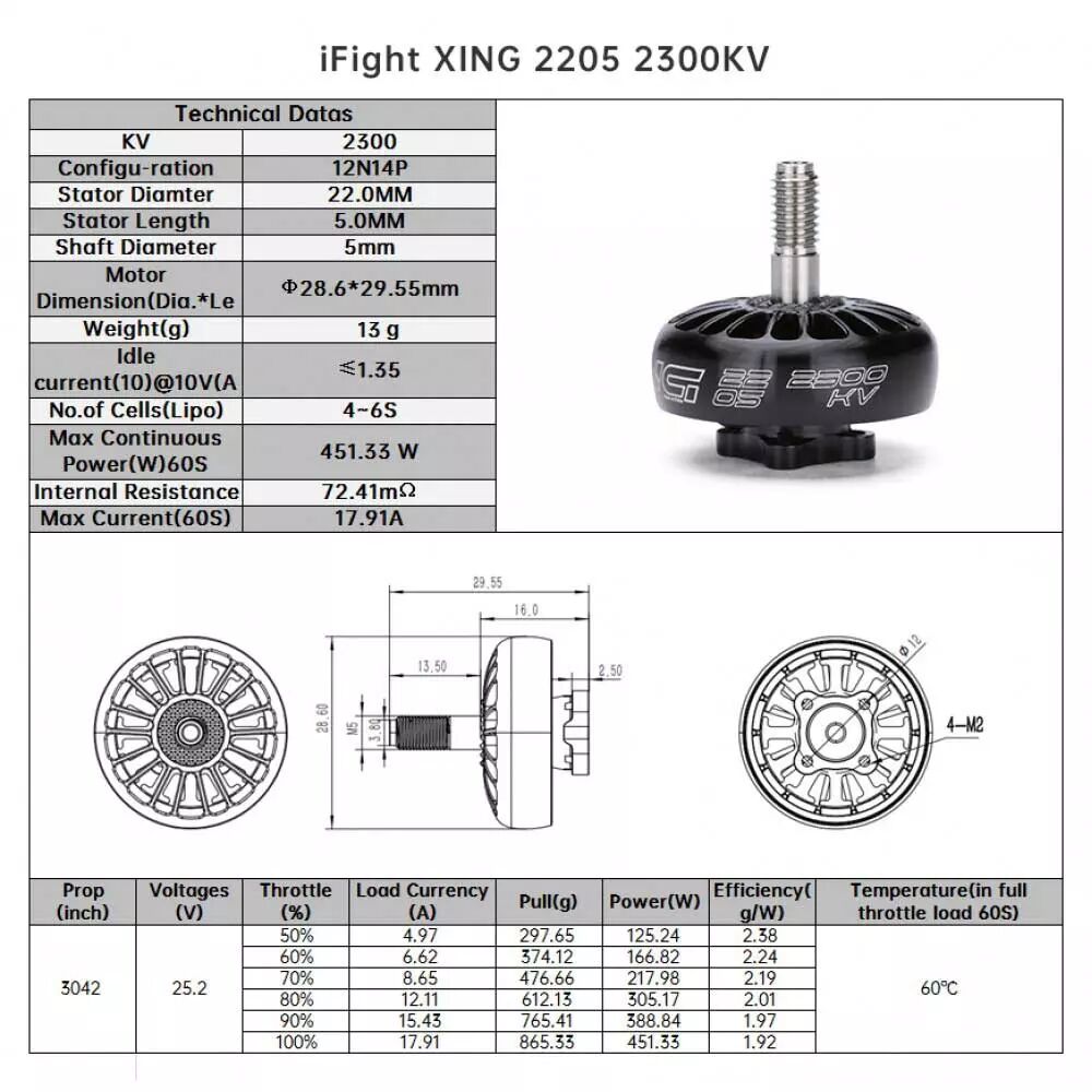 IFlight Moteur XING 2205 FPV NextGen 2300Kv