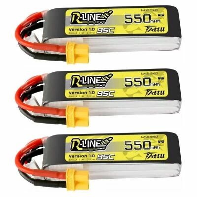 Pack de 3 LiPo R-Line 2S 550mAh 95C - Tattu