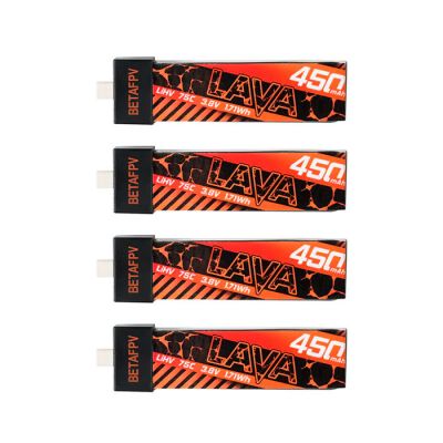 Pack de 4 batteries LiHV LAVA 1S 450mAh 75C (BT2.0) - BetaFPV