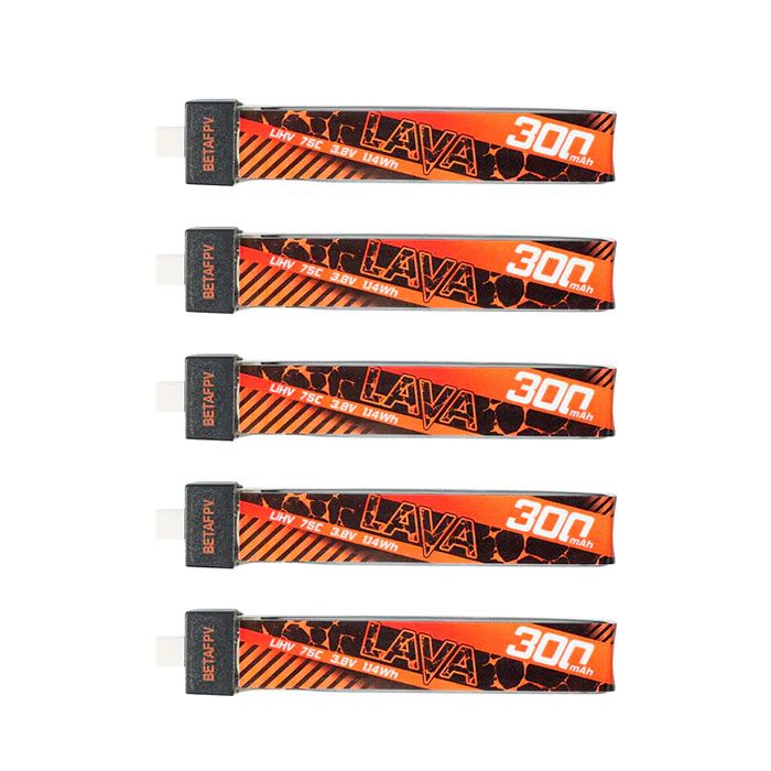 Pack de 5 batteries LiHV BetaFPV LAVA 1S 300mAh 75C (BT2.0)