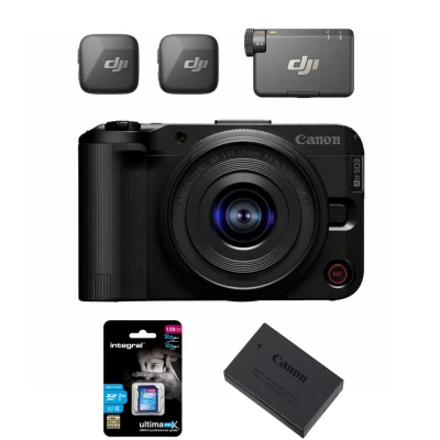 Pack vid�aste Canon R50V + RF 14-30mm f/4-6.3 PZ + DJI Mic Mini + Carte SD V60 128 Go + 2e Batterie