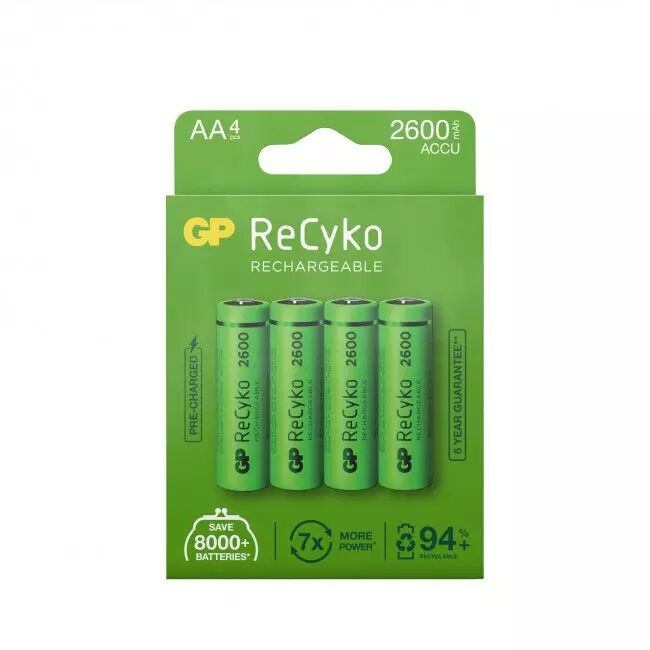 Pack de 4 piles rechargeables AA GP Batteries ReCyko (2600mAh)