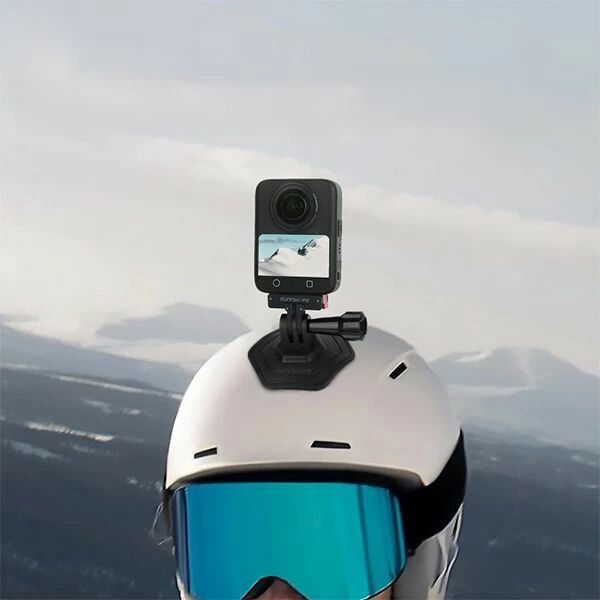 Support Casque Moto Pour Caméra D’Action – Compatible Insta360 GO 9/8/7/6, Osmo Action – Fixation Silicone Antidérapante & Réglable 180°
