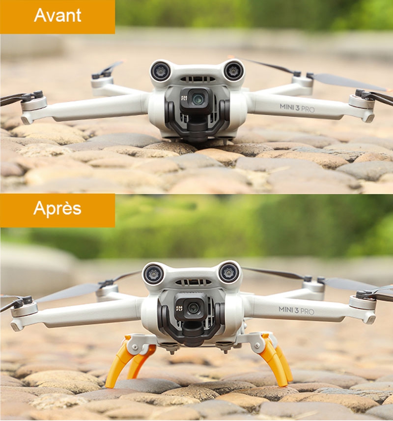 Train d'atterrissage pour Mini 3 Pro de DJI, extension pliable à pattes d'araignée  pour accessoires de drone Mini3 Pro de DJI (gris + orange) (PAS pour le  plus récent Mini 3 de