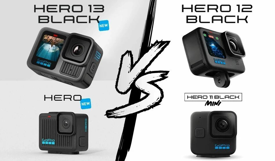 Comparatif technique GoPro Hero13 Black, Hero12 Black, Hero et Hero11 Black Mini